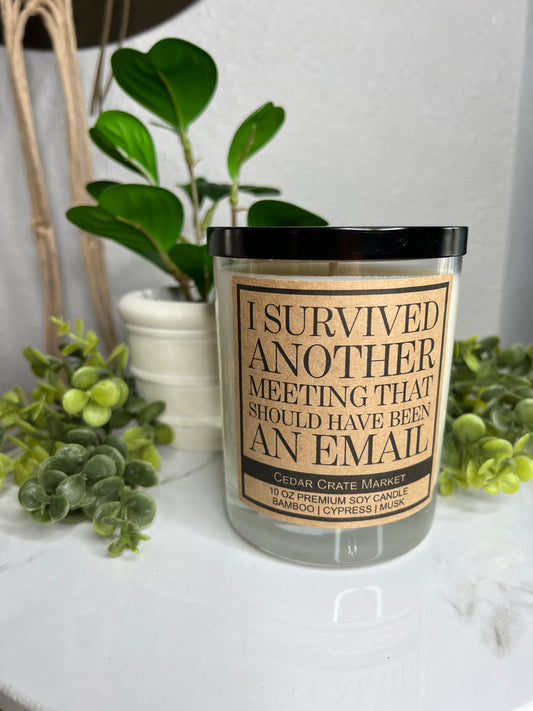 I Survived Another Meeting Soy Candle